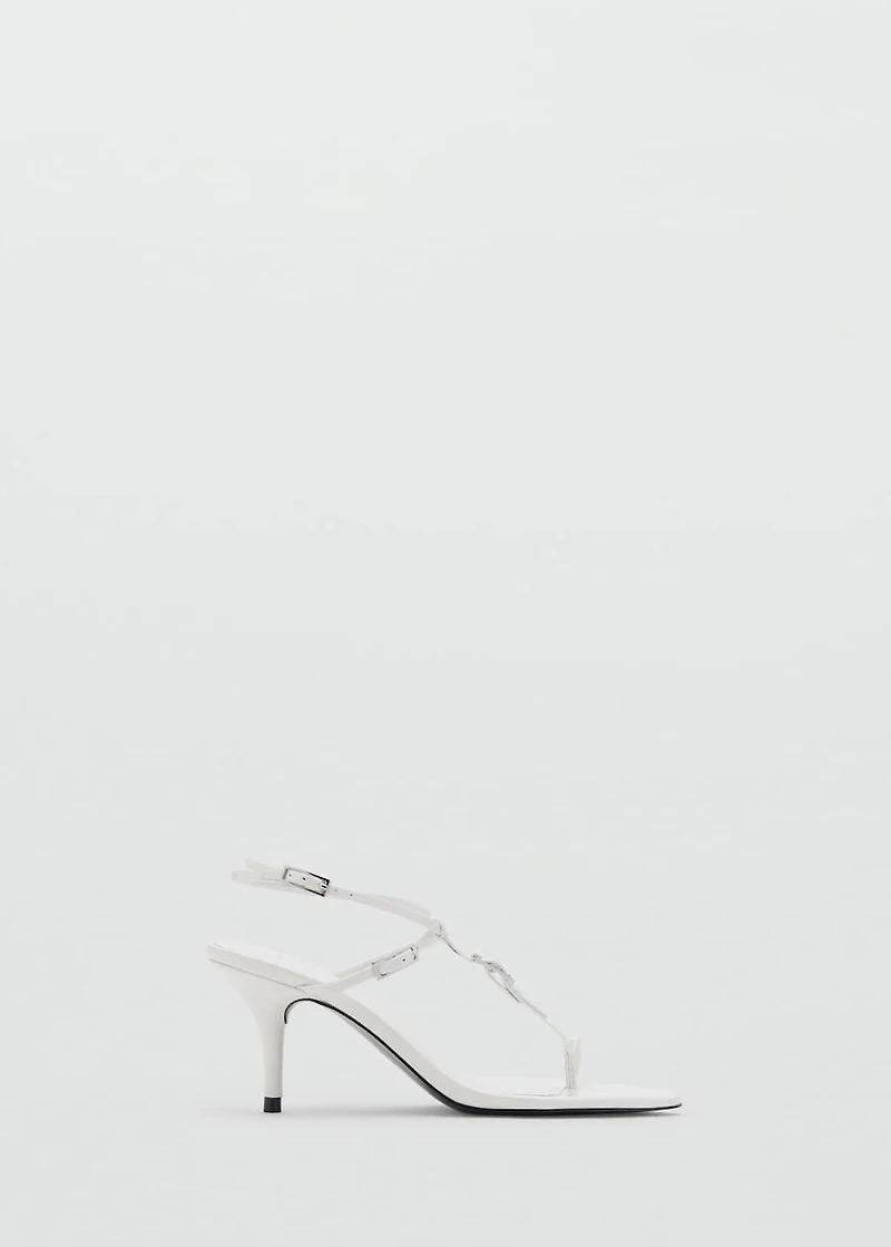 Leather heeled sandals with buckles