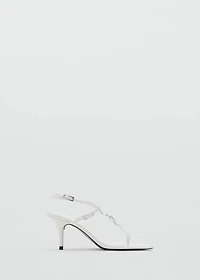 Leather heeled sandals with buckles