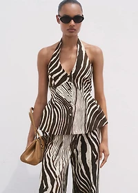 Zebra-print linen vest
