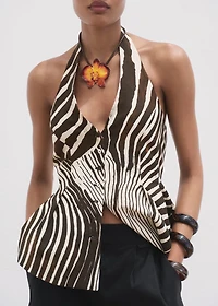 Zebra-print linen vest