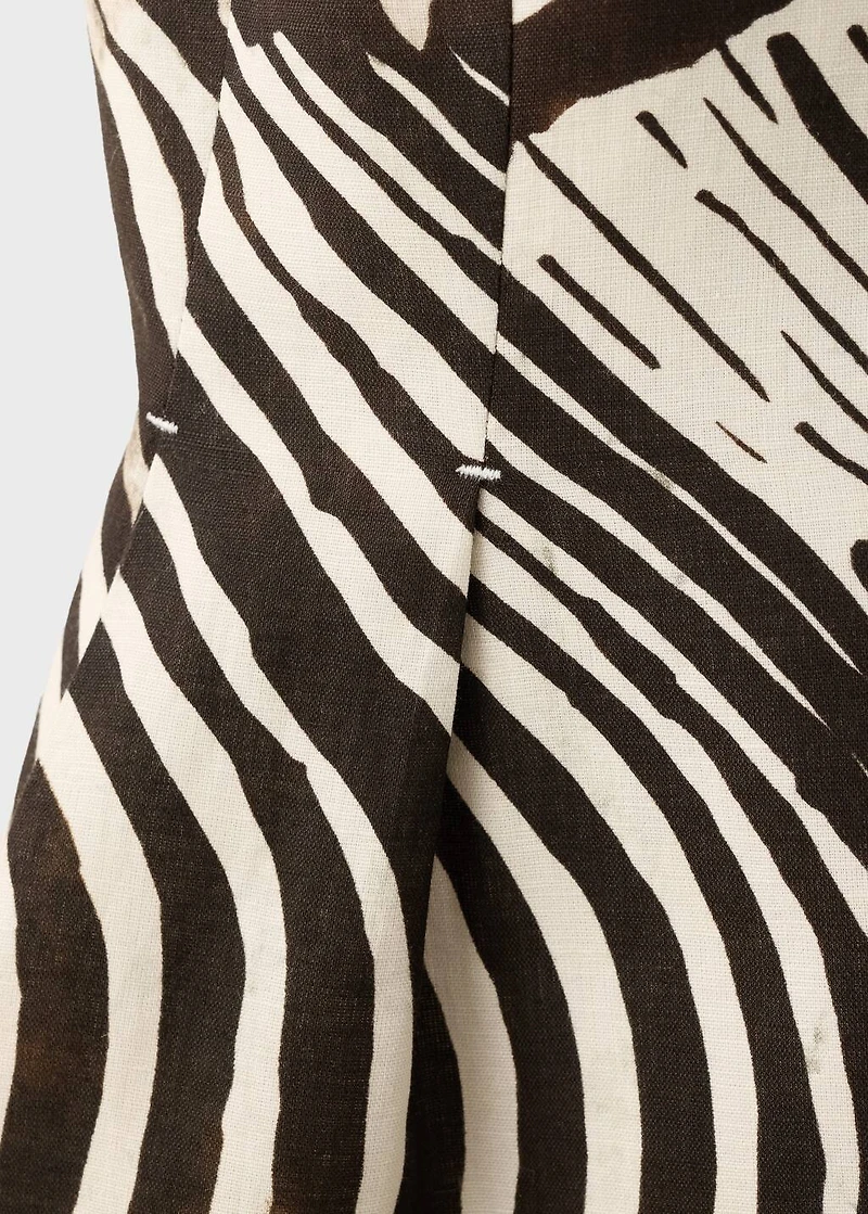 Zebra-print linen vest