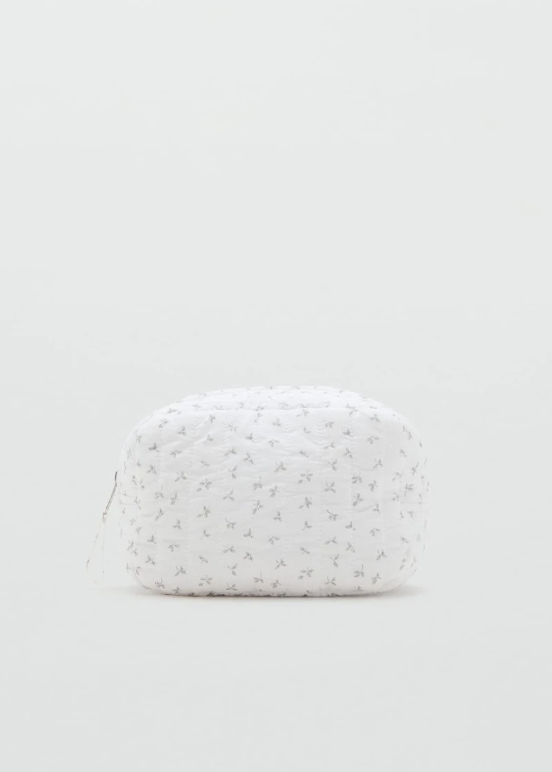 Floral-print cosmetic bag