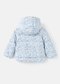 Fur-effect floral-print anorak