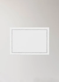 100% linen placemat with embroidered detail