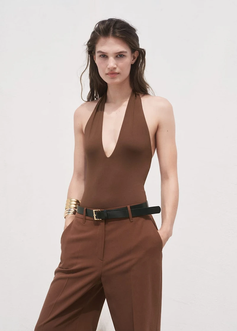 Straight mid-rise pants