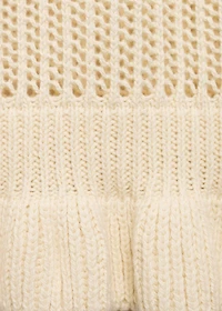 Openwork knit vest with ruffle