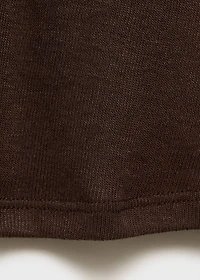 V-neck combined-fabric t-shirt