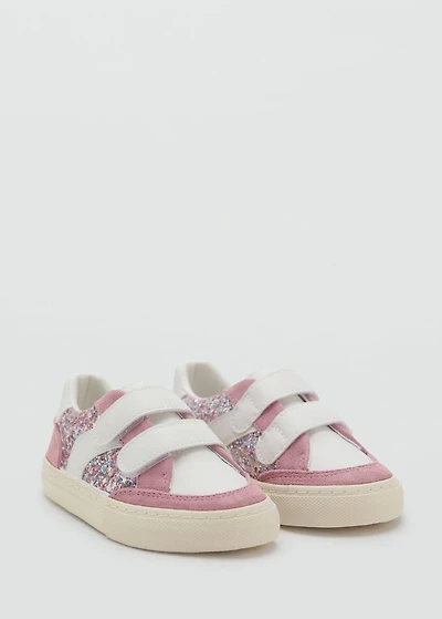 Glitter sneakers with leather details