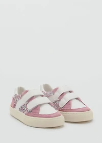 Glitter sneakers with leather details