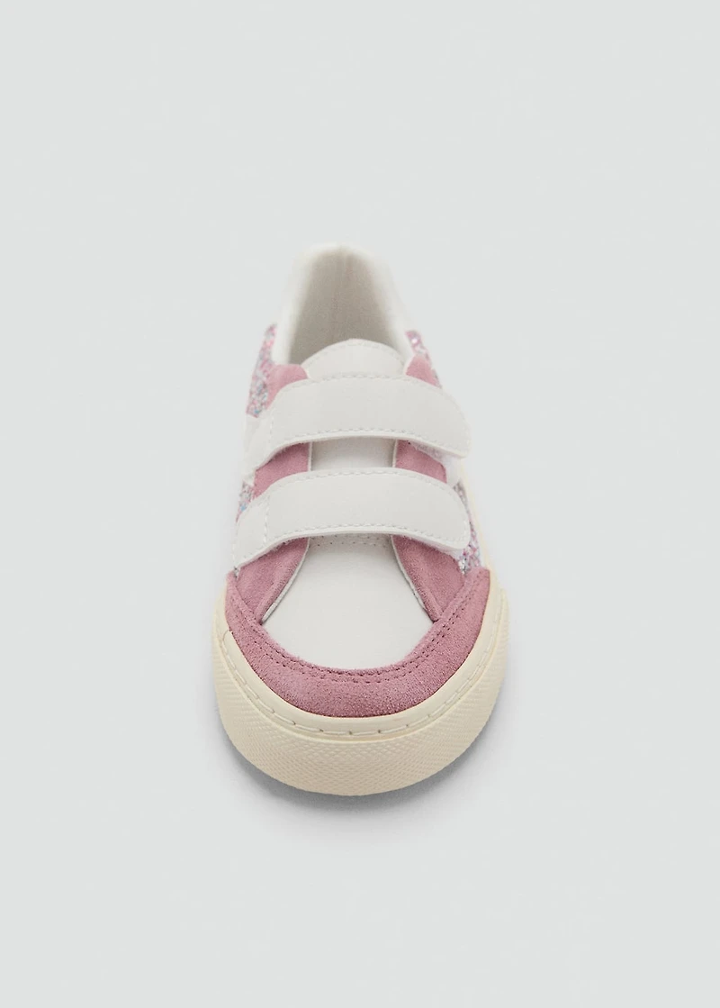 Glitter sneakers with leather details
