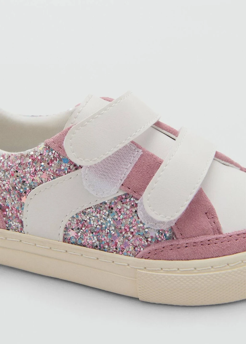 Glitter sneakers with leather details