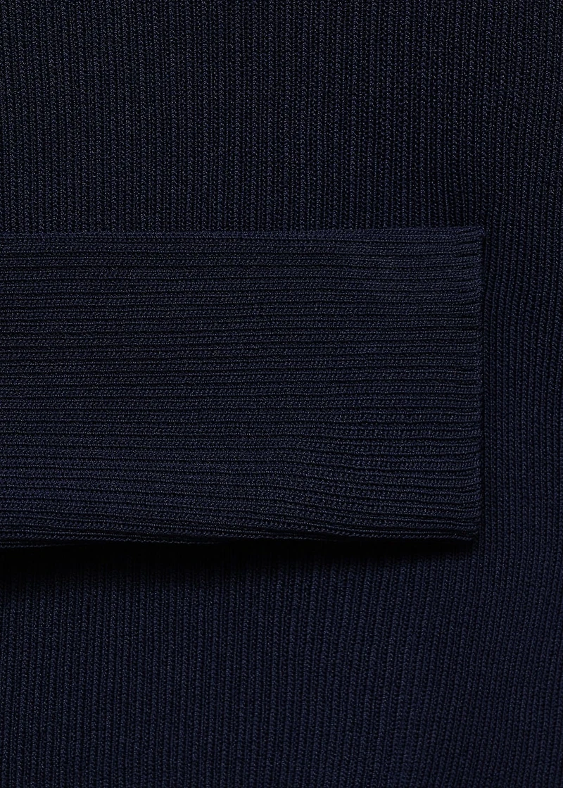 V-neck ribbed knit sweater
