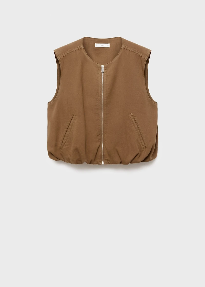 Puffer denim vest
