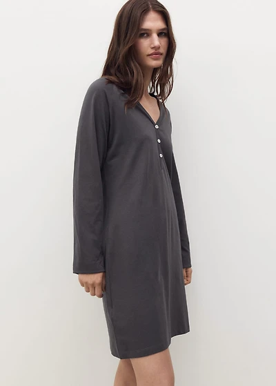Cotton nightdress with button detail
