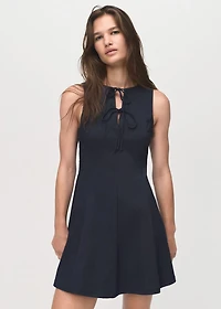 Denim-effect dress with bows