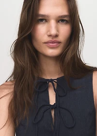 Denim-effect dress with bows