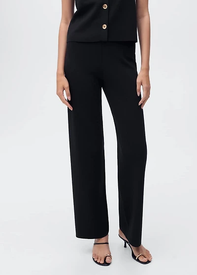 Knitted pants with elastic waistband
