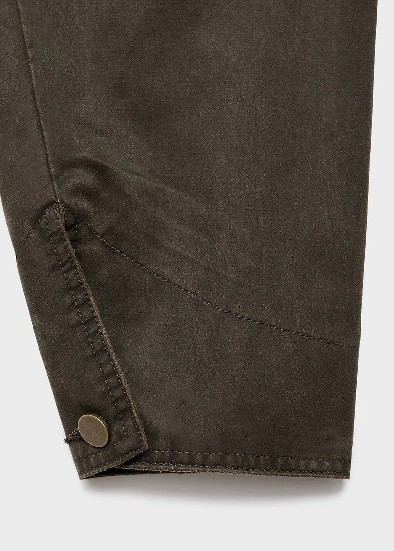 Denim parka with corduroy collar