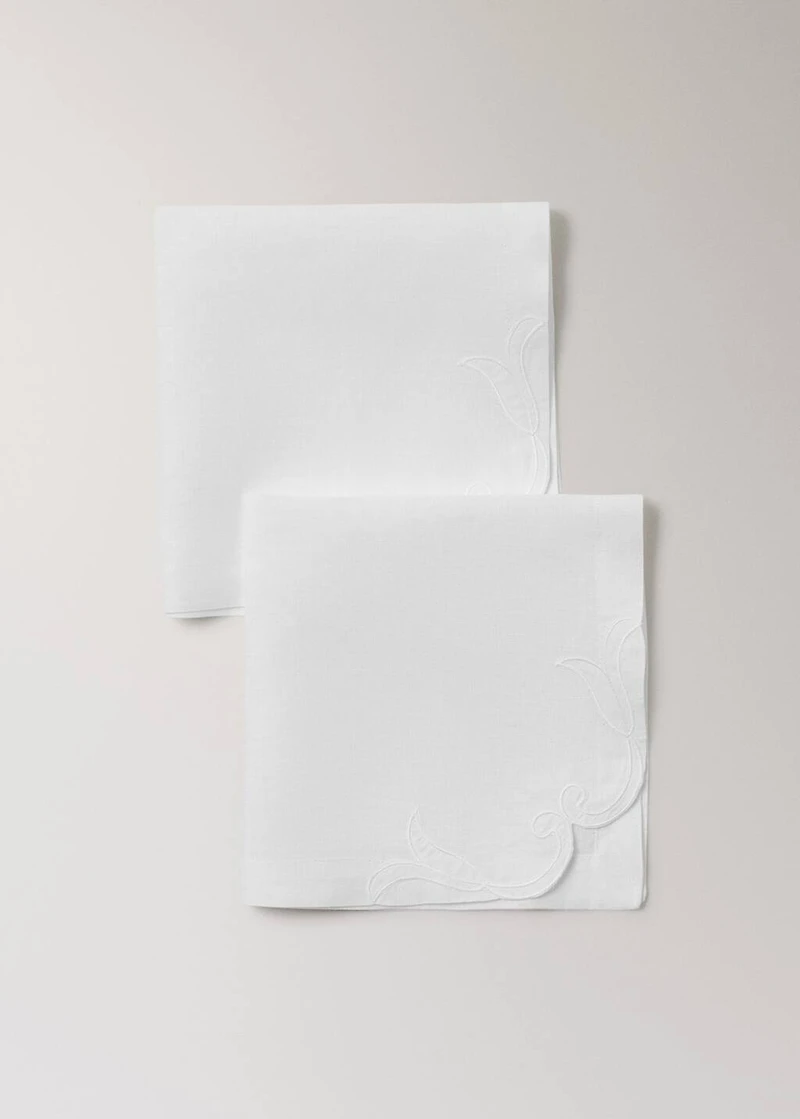 Hand-embroidered linen napkins