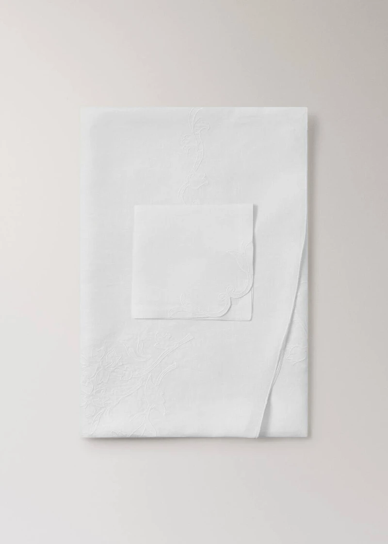 Hand-embroidered linen napkins