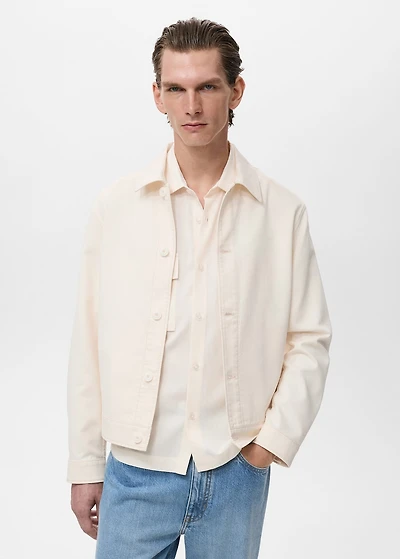 Straight cotton jacket with buttons