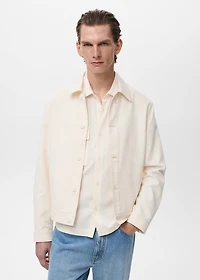 Straight cotton jacket with buttons