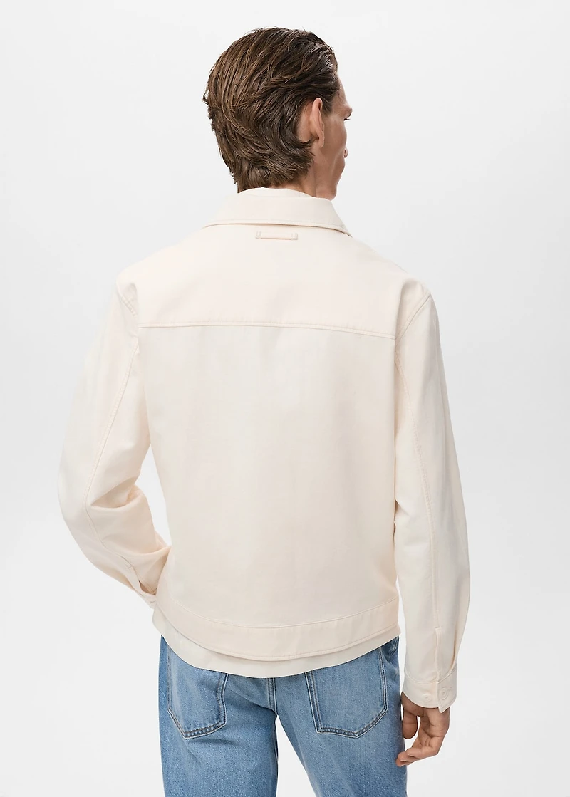 Straight cotton jacket with buttons