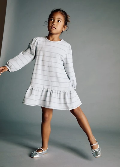 Striped cotton-blend dress