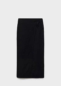 Creased-effect wrap-around skirt