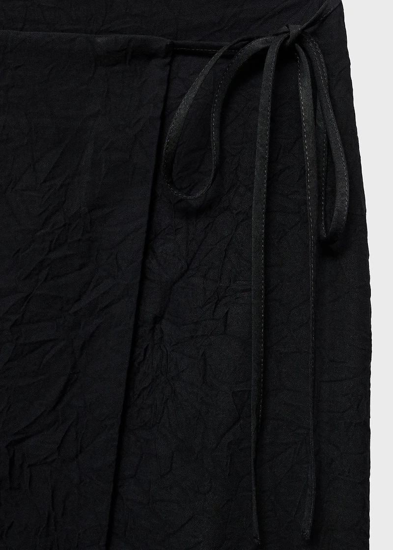 Creased-effect wrap-around skirt