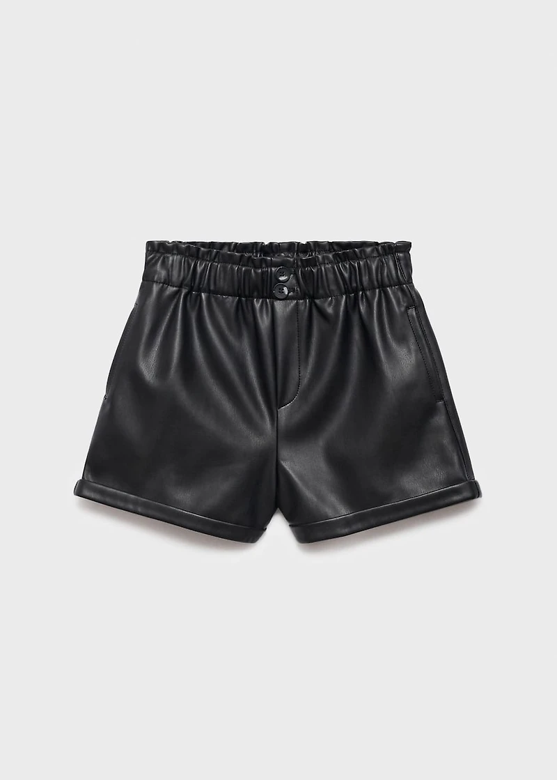 Leather-effect shorts