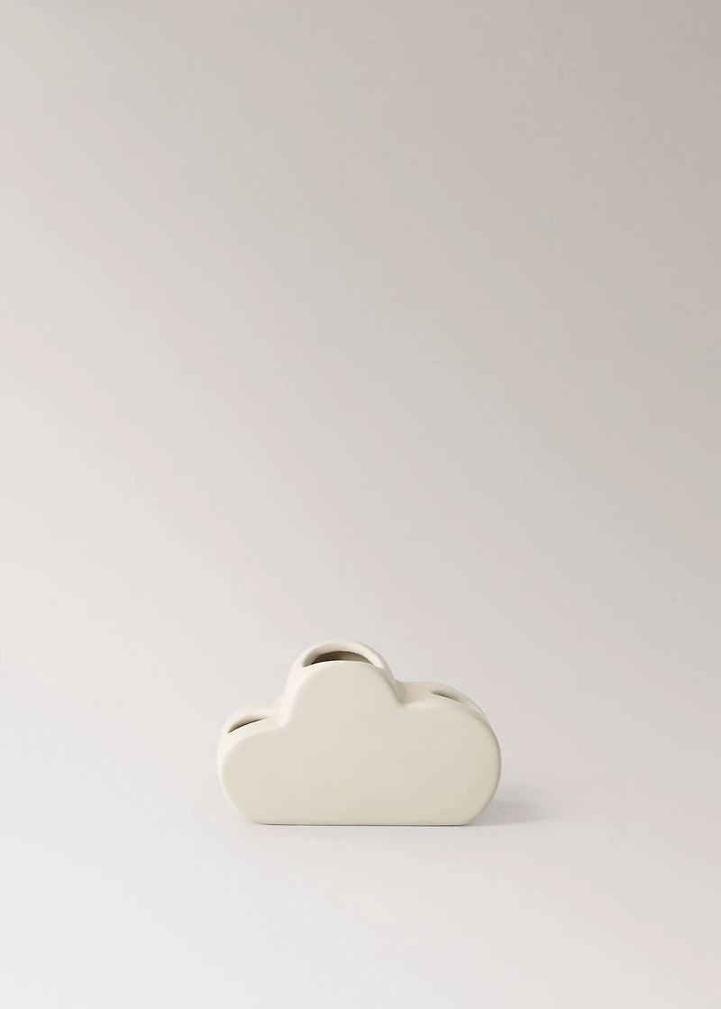 Cloud-shaped stoneware toothbrush holder
