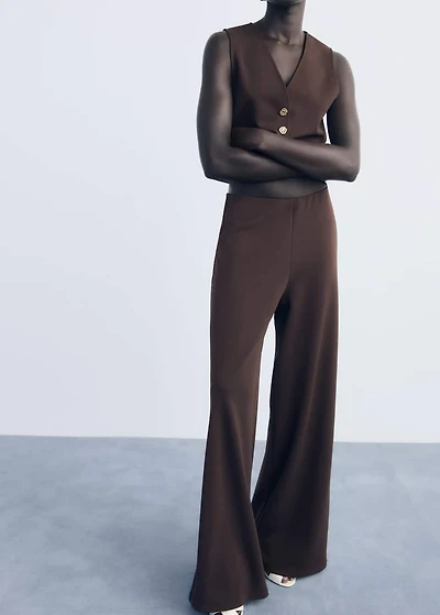Straight-fit pants with elastic waist