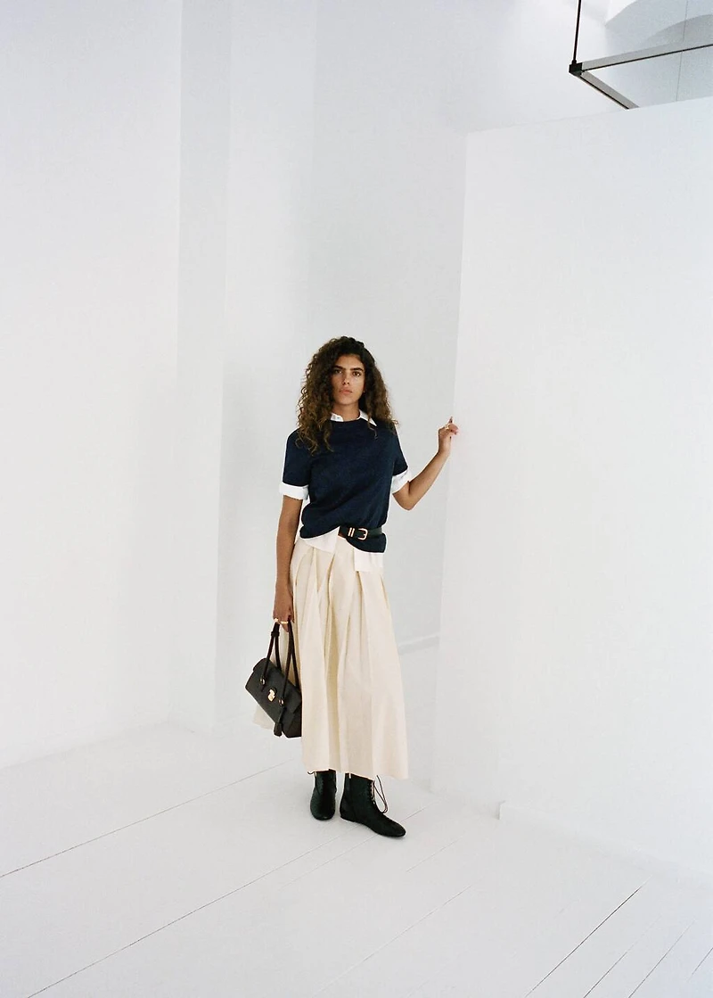 Pleated midi-skirt