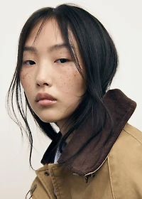 Oversized parka with contrasting collar