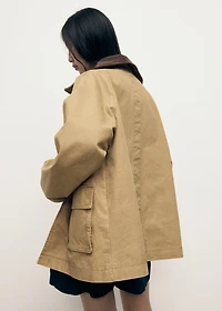 Oversized parka with contrasting collar