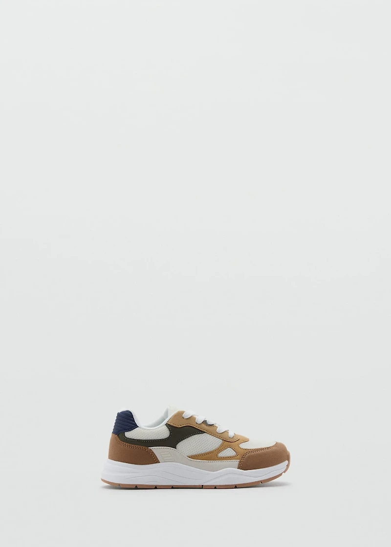 Lace-up mixed sneakers