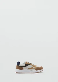 Lace-up mixed sneakers
