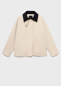 Cotton jacket with corduroy collar