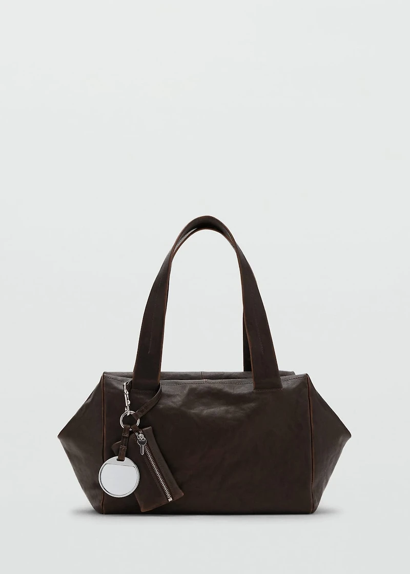Medium leather shoulder bag with charms