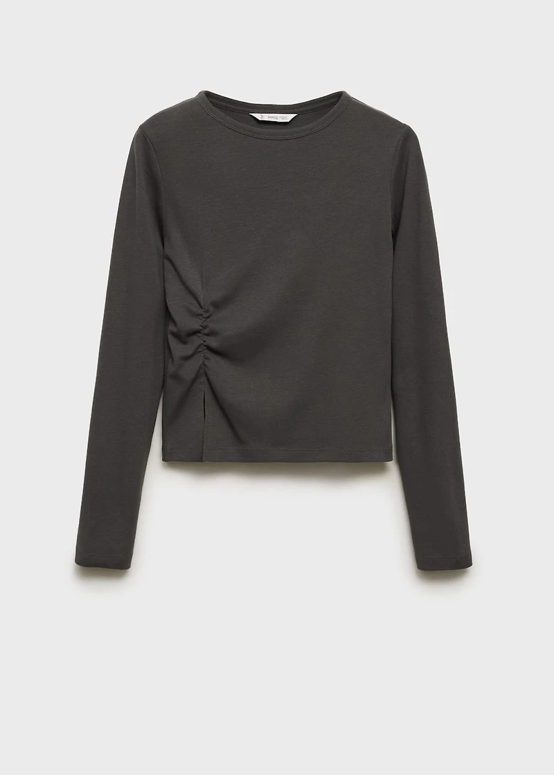 Gathered cotton t-shirt