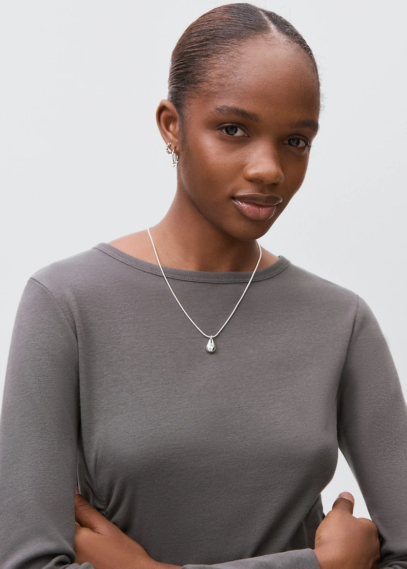 Gathered cotton t-shirt