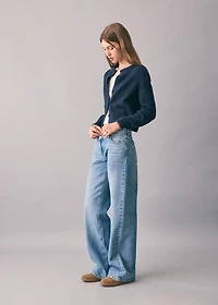 Cross-waist jeans