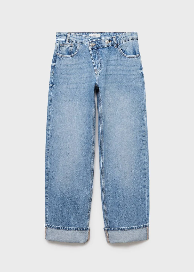 Cross-waist jeans