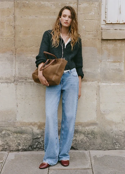Cross-waist jeans