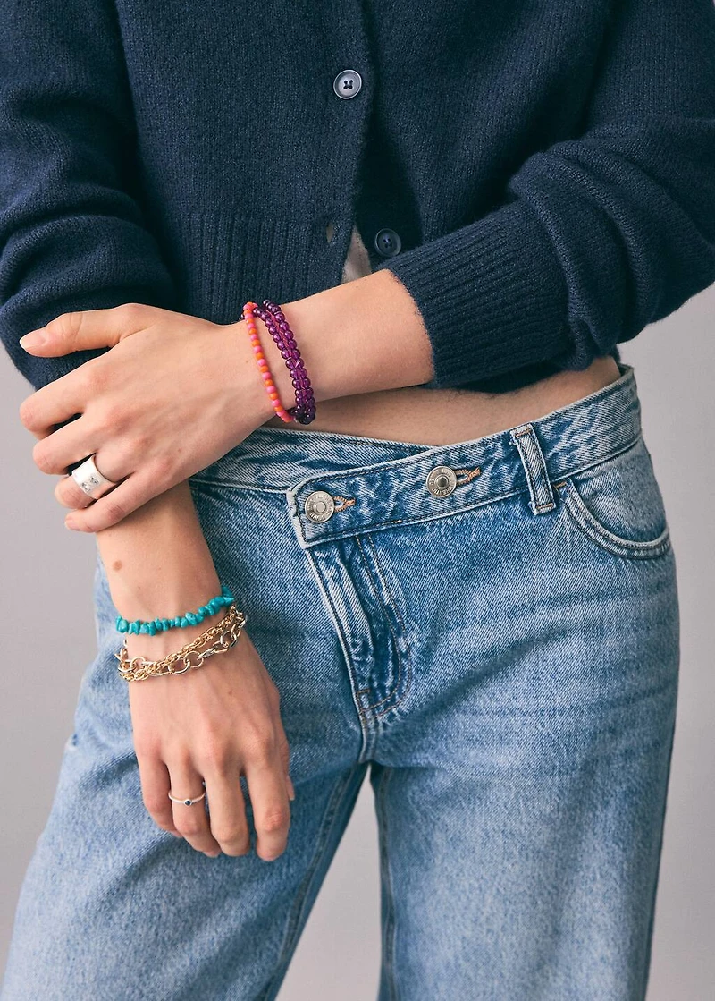 Cross-waist jeans