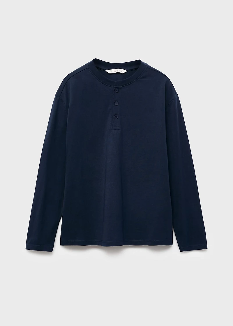 Buttoned cotton T-shirt