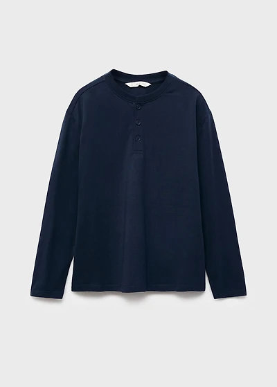 Buttoned cotton T-shirt
