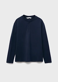Buttoned cotton T-shirt