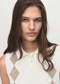 Diamond-print polo-neck vest